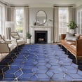 thumbnail image 1 of Large Area Rugs for Living Room Bedroom, Blue Geometric 5'x8' Rug Washable Carpet Runner Indoor Outdoor, Ombre Modern Abstract Art Non Slip Floor Mats Rug for Kitchen, Bathroom, 1 of 8