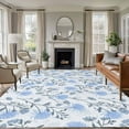 thumbnail image 1 of Large Area Rugs for Living Room Bedroom, Blue Spring Floral 6'x9' Rug Washable Carpet Runner Indoor Outdoor, Flowers Leaves Pastoral Botanical Non Slip Floor Mats Rug for Kitchen, Playroom, 1 of 8