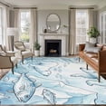 thumbnail image 1 of Large Area Rugs for Living Room Bedroom, Blue Teal Coastal 8'x10' Rug Washable Carpet Runner Indoor Outdoor, Nautical Beach Botanical Bears Fish Non Slip Floor Mats Rug for Kitchen, Patio, 1 of 8
