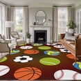 thumbnail image 1 of Large Area Rugs for Living Room Bedroom, Brown Balls 8'x10' Rug Washable Carpet Runner Indoor Outdoor, Baseball Tennis Basketball Football Non Slip Floor Mats Rug for Kitchen, Patio, 1 of 8