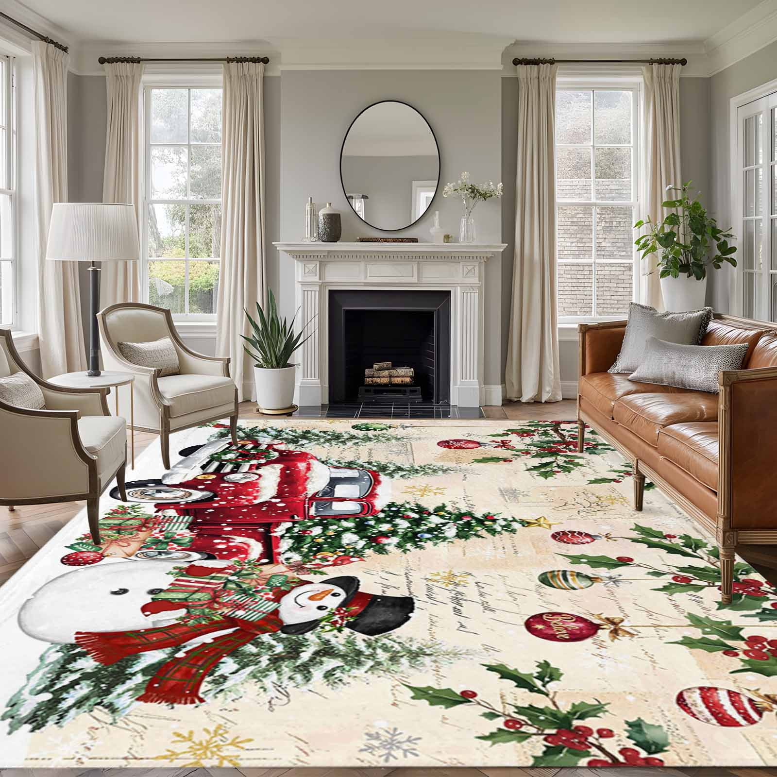 Sticky Note Snowflake Large Area Rugs for Living Room Bedroom, Christmas 8'x10' Rug Washable ...