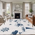 thumbnail image 1 of Large Area Rugs for Living Room Bedroom, Coastal Nautical 8'x10' Rug Washable Carpet Runner Indoor Outdoor, Summer Ocean Octopus Starfish Grey Wave Non Slip Floor Mats Rug for Kitchen, Patio, 1 of 8