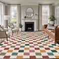 thumbnail image 1 of Large Area Rugs for Living Room Bedroom, Colorful Checkered 8'x10' Rug Washable Carpet Runner Indoor Outdoor, Vintage Plaid Grid Geometric Beige Non Slip Floor Mats Rug for Kitchen, Patio, 1 of 8
