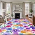 thumbnail image 1 of Large Area Rugs for Living Room Bedroom, Colorful Flowers 6'x9' Rug Washable Carpet Runner Indoor Outdoor, Spring Botanical Watercolor Floral Non Slip Floor Mats Rug for Kitchen, Playroom, 1 of 8