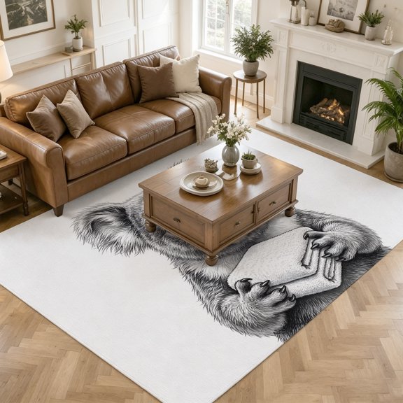 Large Area Rugs for Living Room Bedroom, Cute Sloths Print 8'x10' Rug Washable Carpet Runner Indoor Outdoor, Modern Cartoon Holding Towels Grey Non Slip Floor Mats Rug for Kitchen, Patio