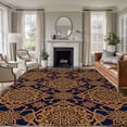 thumbnail image 1 of Large Area Rugs for Living Room Bedroom, Dark Brown 6'x9' Rug Washable Carpet Runner Indoor Outdoor, Vintage Abstract Flowers Pattern Non Slip Floor Mats Rug for Kitchen, Playroom, 1 of 8