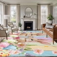 thumbnail image 1 of Large Area Rugs for Living Room Bedroom, Easter 8'x10' Rug Washable Carpet Runner Indoor Outdoor, Spring Bunny Eggs Botanical Floral Wooden Grain Non Slip Floor Mats Rug for Kitchen, Patio, 1 of 8