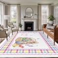 thumbnail image 1 of Large Area Rugs for Living Room Bedroom, Easter 8'x10' Rug Washable Carpet Runner Indoor Outdoor, Spring Tulip Floral Rabbits Butterfly Pastoral Non Slip Floor Mats Rug for Kitchen, Patio, 1 of 8