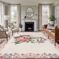 thumbnail image 1 of Large Area Rugs for Living Room Bedroom, Easter Bunny Roses 8'x10' Rug Washable Carpet Runner Indoor Outdoor, Pink Floral Spring Linen Non Slip Floor Mats Rug for Kitchen, Patio, 1 of 8
