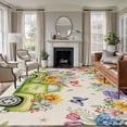 thumbnail image 1 of Large Area Rugs for Living Room Bedroom, Easter Eggs 8'x10' Rug Washable Carpet Runner Indoor Outdoor, Spring Flowers Truck Leaves Butterflies Beige Non Slip Floor Mats Rug for Kitchen, Patio, 1 of 8