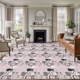 thumbnail image 1 of Large Area Rugs for Living Room Bedroom, Easter Rabbit 5'x8' Rug Washable Carpet Runner Indoor Outdoor, Cartoon Cute Bunny Sketch on Pink Non Slip Floor Mats Rug for Kitchen, Bathroom, 1 of 8