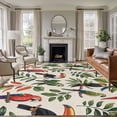 thumbnail image 1 of Large Area Rugs for Living Room Bedroom, Farmhouse Parrots 8'x10' Rug Washable Carpet Runner Indoor Outdoor, Spring Summer Botanical Leaves Burlap Non Slip Floor Mats Rug for Kitchen, Patio, 1 of 8