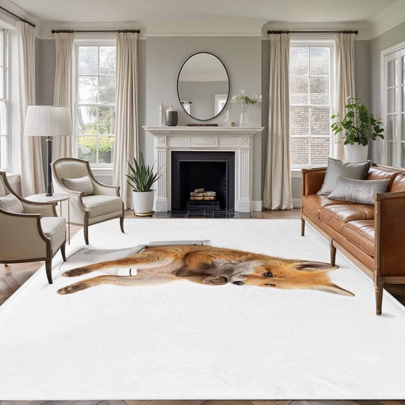 Large Area Rugs for Living Room Bedroom, Funny Foxes 6'x9' Rug Washable Carpet Runner Indoor Outdoor, Cute Art Fun Lovely Animals on Toilets Non Slip Floor Mats Rug for Kitchen, Playroom