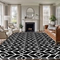 thumbnail image 1 of Large Area Rugs for Living Room Bedroom, Geometric 8'x10' Rug Washable Carpet Runner Indoor Outdoor, Modern Abstract Lines Texture Black Non Slip Floor Mats Rug for Kitchen, Patio, 1 of 8