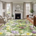 thumbnail image 1 of Large Area Rugs for Living Room Bedroom, Green Botanical 8'x10' Rug Washable Carpet Runner Indoor Outdoor, Spring Floral Summer Botanical Rustic Non Slip Floor Mats Rug for Kitchen, Patio, 1 of 8