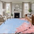 thumbnail image 1 of Large Area Rugs for Living Room Bedroom, Japanese Cherry Blossoms 5'x8' Rug Washable Carpet Runner Indoor Outdoor, Watercolor Floral Art Blue Sky Non Slip Floor Mats Rug for Kitchen, Bathroom, 1 of 8