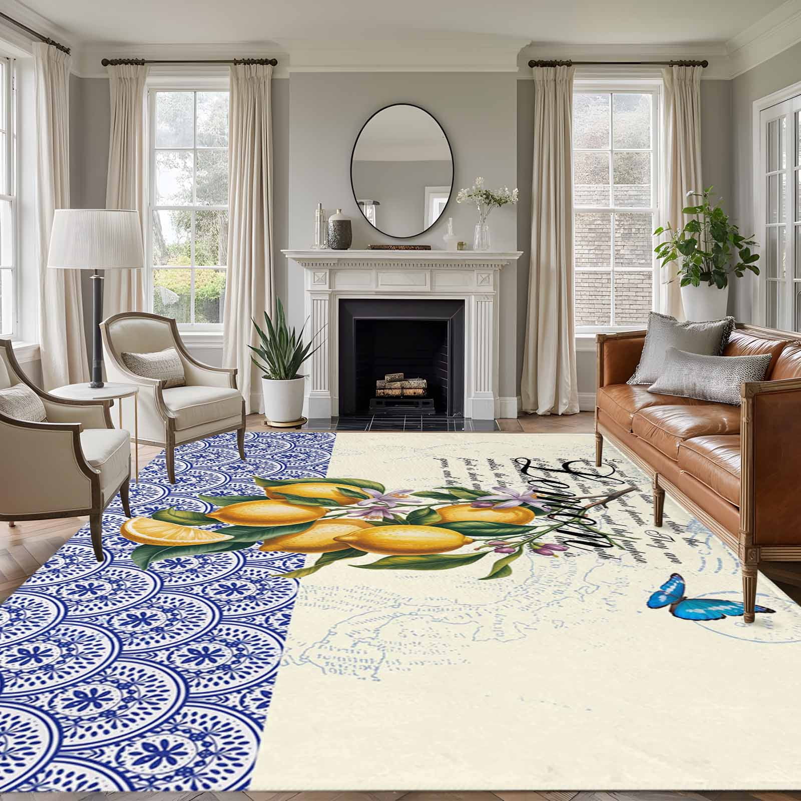 Large Area Rugs for Living Room Bedroom, Lemon 8'x10' Rug Washable ...