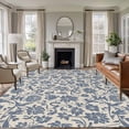 thumbnail image 1 of Large Area Rugs for Living Room Bedroom, Light Blue Floral 6'x9' Rug Washable Carpet Runner Indoor Outdoor, Rustic Vintage Flowers Botanical Spring Non Slip Floor Mats Rug for Kitchen, Playroom, 1 of 8