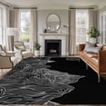 thumbnail image 1 of Large Area Rugs for Living Room Bedroom, Mountain Line 6'x9' Rug Washable Carpet Runner Indoor Outdoor, Minimalist Abstract Landscape Art Sun Black Non Slip Floor Mats Rug for Kitchen, Playroom, 1 of 8