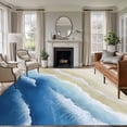 thumbnail image 1 of Large Area Rugs for Living Room Bedroom, Navy Blue Ombre Beach 6'x9' Rug Washable Carpet Runner Indoor Outdoor, Summer Ocean Coastal Gradient Waves Non Slip Floor Mats Rug for Kitchen, Playroom, 1 of 8