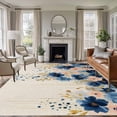 thumbnail image 1 of Large Area Rugs for Living Room Bedroom, Navy Blue Spring Floral 6'x9' Rug Washable Carpet Runner Indoor Outdoor, Farmhouse Butterfly Rustic Non Slip Floor Mats Rug for Kitchen, Playroom, 1 of 8