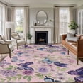 thumbnail image 1 of Large Area Rugs for Living Room Bedroom, Pink Flowers 6'x9' Rug Washable Carpet Runner Indoor Outdoor, Spring Floral Purple Butterflies Farmhouse Non Slip Floor Mats Rug for Kitchen, Playroom, 1 of 8