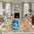 thumbnail image 1 of Large Area Rugs for Living Room Bedroom, Pink Plaid Easter 5'x8' Rug Washable Carpet Runner Indoor Outdoor, Blue Truck Spring Floral Bunny Wooden Non Slip Floor Mats Rug for Kitchen, Bathroom, 1 of 8