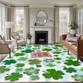 thumbnail image 1 of Large Area Rugs for Living Room Bedroom, Pink St. Patrick's Day 5'x8' Rug Washable Carpet Runner Indoor Outdoor, Green Shamrock Leaves Blue Cloud Non Slip Floor Mats Rug for Kitchen, Bathroom, 1 of 8
