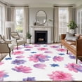 thumbnail image 1 of Large Area Rugs for Living Room Bedroom, Purple Pink Spring Floral 8'x10' Rug Washable Carpet Runner Indoor Outdoor, Summer Botanical Flower Non Slip Floor Mats Rug for Kitchen, Patio, 1 of 8