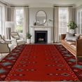 thumbnail image 1 of Large Area Rugs for Living Room Bedroom, Red Boho 5'x8' Rug Washable Carpet Runner Indoor Outdoor, Vintage Ethnic Tribe Abstract Art Retro Non Slip Floor Mats Rug for Kitchen, Bathroom, 1 of 8