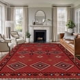 thumbnail image 1 of Large Area Rugs for Living Room Bedroom, Red Boho 8'x10' Rug Washable Carpet Runner Indoor Outdoor, Country Tribe Ethnic Geometric Stripes Art Non Slip Floor Mats Rug for Kitchen, Patio, 1 of 8