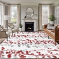 thumbnail image 1 of Large Area Rugs for Living Room Bedroom, Red Grey Botanical 5'x8' Rug Washable Carpet Runner Indoor Outdoor, Spring Floral Summer Farmhouse Non Slip Floor Mats Rug for Kitchen, Bathroom, 1 of 8