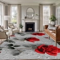 thumbnail image 1 of Large Area Rugs for Living Room Bedroom, Red Roses 6'x9' Rug Washable Carpet Runner Indoor Outdoor, Valentine's Day Butterflies Floral Romantic Gray Non Slip Floor Mats Rug for Kitchen, Playroom, 1 of 8