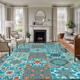 thumbnail image 1 of Large Area Rugs for Living Room Bedroom, Retro Middle Century 8'x10' Rug Washable Carpet Runner Indoor Outdoor, Rustic Bohemia Style Aztec Blue Non Slip Floor Mats Rug for Kitchen, Patio, 1 of 8