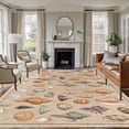 thumbnail image 1 of Large Area Rugs for Living Room Bedroom, Retro Ocean 5'x8' Rug Washable Carpet Runner Indoor Outdoor, Brown Coastal Shells Conch Underwater Non Slip Floor Mats Rug for Kitchen, Bathroom, 1 of 8