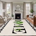 thumbnail image 1 of Large Area Rugs for Living Room Bedroom, Rustic Home 5'x8' Rug Washable Carpet Runner Indoor Outdoor, Eucalyptus Leaves Floral Beige Buffalo Plaid Non Slip Floor Mats Rug for Kitchen, Bathroom, 1 of 8