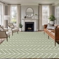 thumbnail image 1 of Large Area Rugs for Living Room Bedroom, Sage Green Geometric 5'x8' Rug Washable Carpet Runner Indoor Outdoor, Minimalism Solid Color Striped Lines Non Slip Floor Mats Rug for Kitchen, Bathroom, 1 of 8