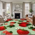 thumbnail image 1 of Large Area Rugs for Living Room Bedroom, Sage Green Strawberry 8'x10' Rug Washable Carpet Runner Indoor Outdoor, Spring Floral Watercolor Summer Botanical Non Slip Floor Mats Rug for Kitchen, Patio, 1 of 8