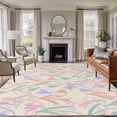 thumbnail image 1 of Large Area Rugs for Living Room Bedroom, Spring Flowers 6'x9' Rug Washable Carpet Runner Indoor Outdoor, Abstract Pink Blue Floral Vintage Plants Non Slip Floor Mats Rug for Kitchen, Playroom, 1 of 8