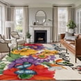 thumbnail image 1 of Large Area Rugs for Living Room Bedroom, Spring Flowers 6'x9' Rug Washable Carpet Runner Indoor Outdoor, Farmhouse Vintage Country Colorful Floral Non Slip Floor Mats Rug for Kitchen, Playroom, 1 of 8