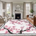 thumbnail image 1 of Large Area Rugs for Living Room Bedroom, Spring Pink Flowers 5'x8' Rug Washable Carpet Runner Indoor Outdoor, Botanical Peach Blossoms Floral Non Slip Floor Mats Rug for Kitchen, Bathroom, 1 of 8