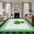 thumbnail image 1 of Large Area Rugs for Living Room Bedroom, St. Patrick's Day 5'x8' Rug Washable Carpet Runner Indoor Outdoor, Green Shamrock Buffalo Plaid Spring Non Slip Floor Mats Rug for Kitchen, Bathroom, 1 of 8