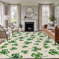 thumbnail image 1 of Large Area Rugs for Living Room Bedroom, St. Patrick's Day 6'x9' Rug Washable Carpet Runner Indoor Outdoor, Green Lucky Clovers Watercolor Rustic Non Slip Floor Mats Rug for Kitchen, Playroom, 1 of 8