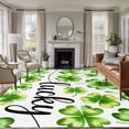 thumbnail image 1 of Large Area Rugs for Living Room Bedroom, St Patrick's Day 6'x9' Rug Washable Carpet Runner Indoor Outdoor, Lucky Shamrock Leaf Plants Spring Green Non Slip Floor Mats Rug for Kitchen, Playroom, 1 of 8