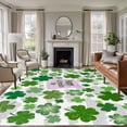 thumbnail image 1 of Large Area Rugs for Living Room Bedroom, St Patricks Day 5'x8' Rug Washable Carpet Runner Indoor Outdoor, Shamrock Grey Green Spring Modern Leaf Non Slip Floor Mats Rug for Kitchen, Bathroom, 1 of 8