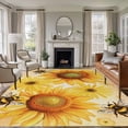 thumbnail image 1 of Large Area Rugs for Living Room Bedroom, Sunflower 5'x8' Rug Washable Carpet Runner Indoor Outdoor, Yellow Floral Elegant Pastoral Flowers Rustic Non Slip Floor Mats Rug for Kitchen, Bathroom, 1 of 8