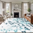 thumbnail image 1 of Large Area Rugs for Living Room Bedroom, Teal Blue Leaves 8'x10' Rug Washable Carpet Runner Indoor Outdoor, Summer Botanical Non Slip Floor Mats Rug for Kitchen, Patio, 1 of 8