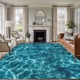 thumbnail image 1 of Large Area Rugs for Living Room Bedroom, Teal Green Ocean Waves 5'x8' Rug Washable Carpet Runner Indoor Outdoor, Summer Sea Pool Non Slip Floor Mats Rug for Kitchen, Bathroom, 1 of 8