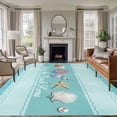 thumbnail image 1 of Large Area Rugs for Living Room Bedroom, Teal Summer Coastal 6'x9' Rug Washable Carpet Runner Indoor Outdoor, Modern Ocean Waves Starfish Shell Non Slip Floor Mats Rug for Kitchen, Playroom, 1 of 8
