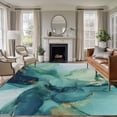 thumbnail image 1 of Large Area Rugs for Living Room Bedroom, Turquoise Marble 8'x10' Rug Washable Carpet Runner Indoor Outdoor, Modern Abstract Art Aesthetics Non Slip Floor Mats Rug for Kitchen, Patio, 1 of 8